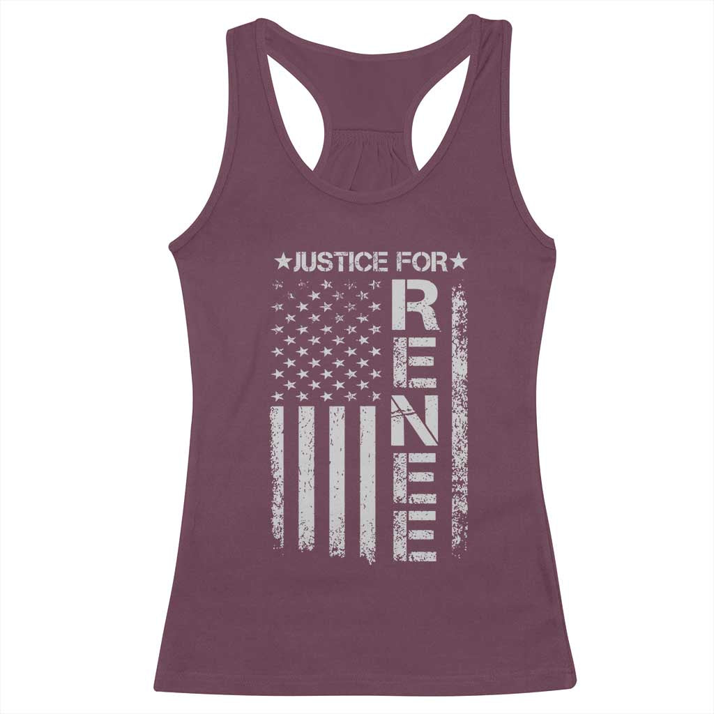 Justice for Renee American Flag Racerback Tank Top Minneapolis Jan 8 2026 Memorial Tribute TS02 Maroon Print Your Wear