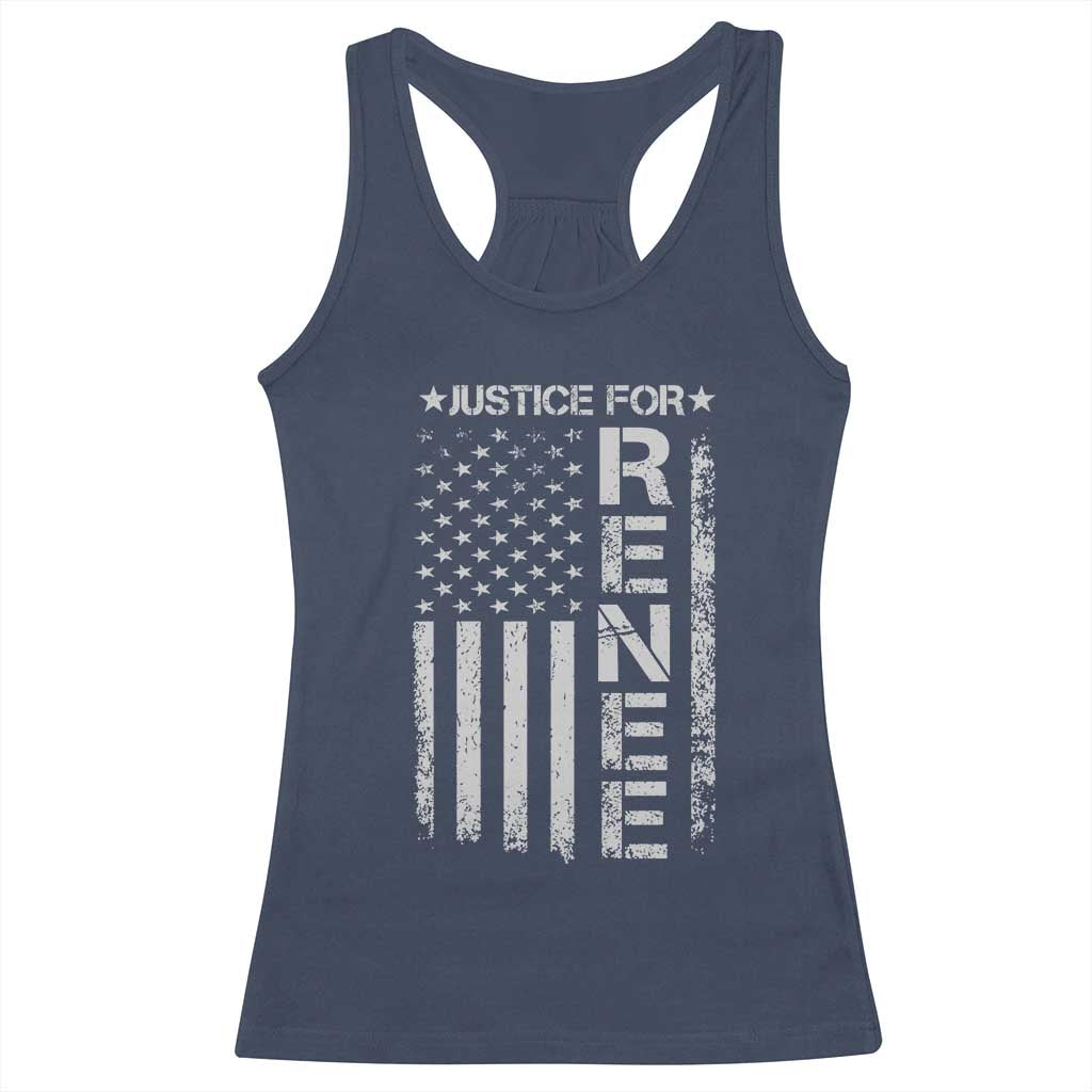 Justice for Renee American Flag Racerback Tank Top Minneapolis Jan 8 2026 Memorial Tribute TS02 Navy Print Your Wear