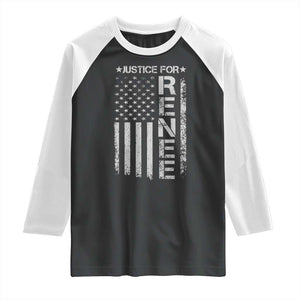 Justice for Renee American Flag Raglan Shirt Minneapolis Jan 8 2026 Memorial Tribute TS02 Black White Print Your Wear