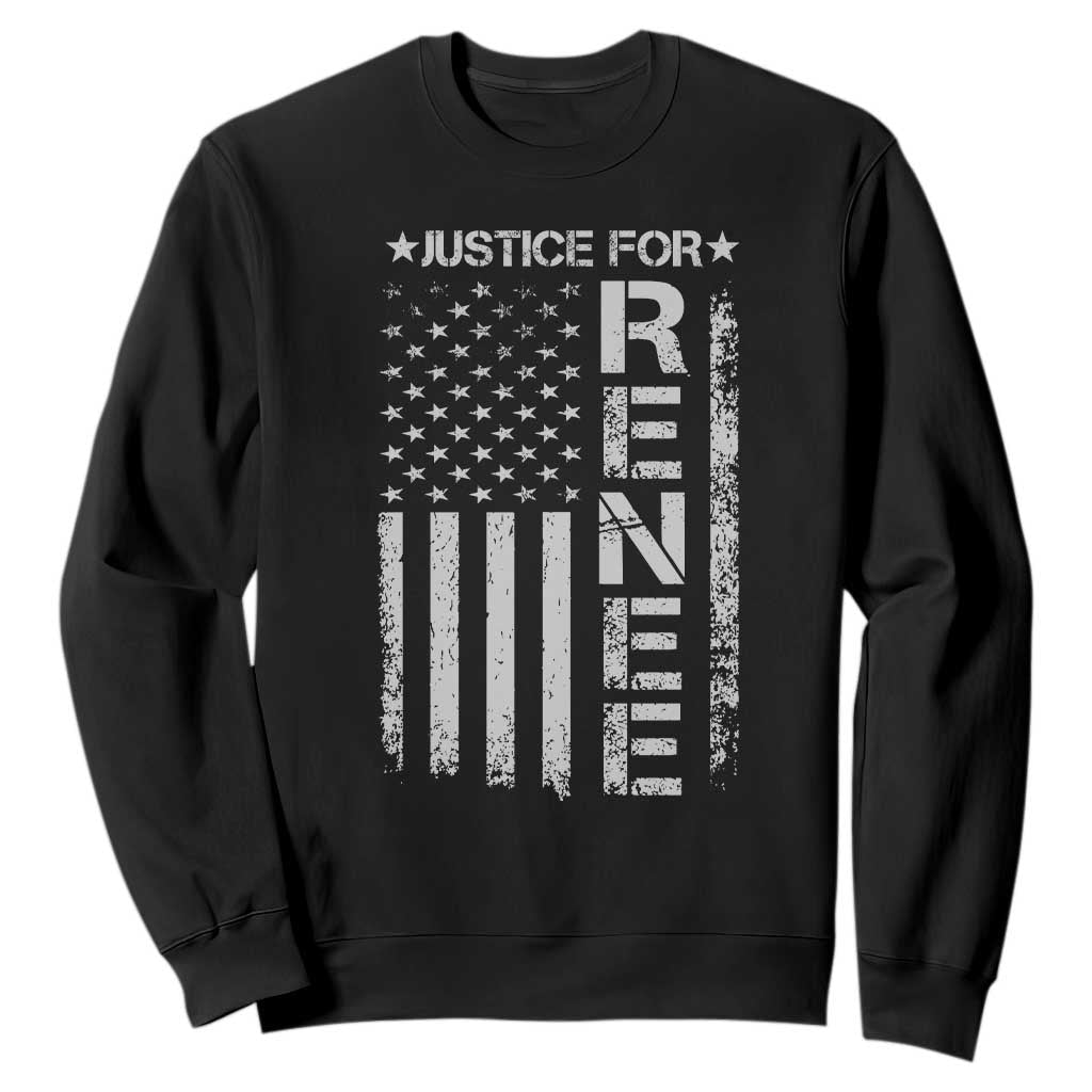 Justice for Renee American Flag Sweatshirt Minneapolis Jan 8 2026 Memorial Tribute TS02 Black Print Your Wear