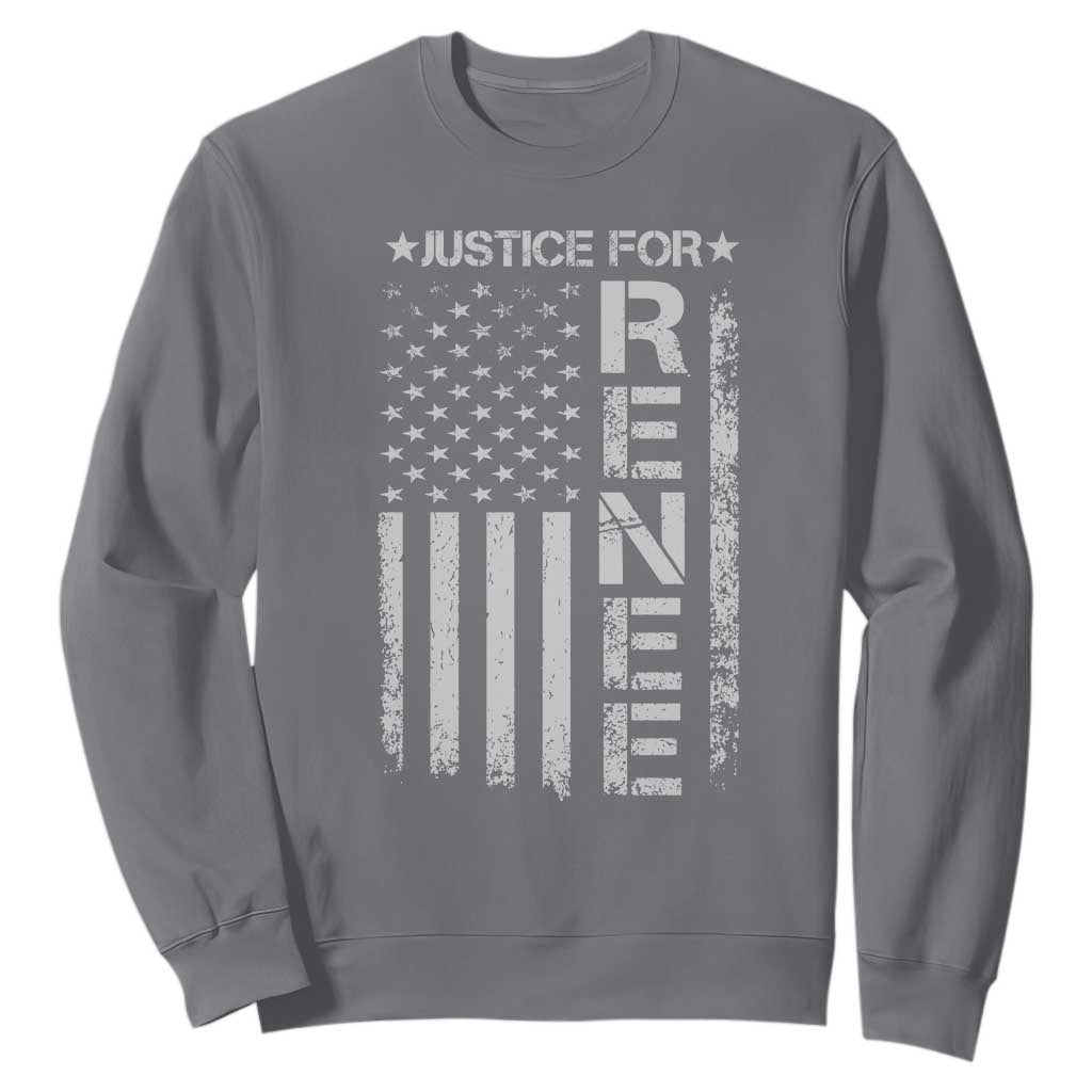 Justice for Renee American Flag Sweatshirt Minneapolis Jan 8 2026 Memorial Tribute TS02 Charcoal Print Your Wear