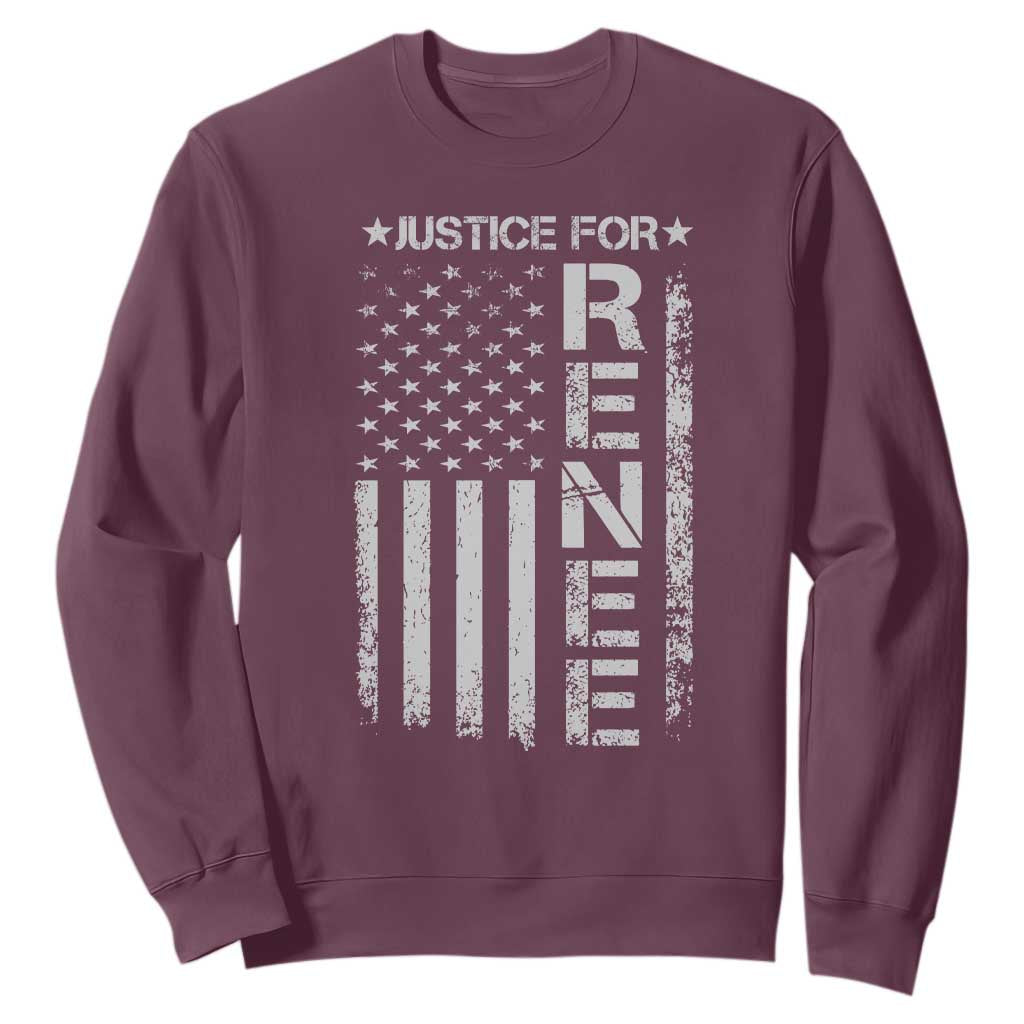 Justice for Renee American Flag Sweatshirt Minneapolis Jan 8 2026 Memorial Tribute TS02 Maroon Print Your Wear