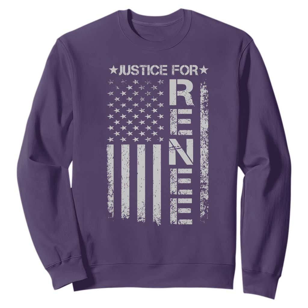 Justice for Renee American Flag Sweatshirt Minneapolis Jan 8 2026 Memorial Tribute TS02 Purple Print Your Wear