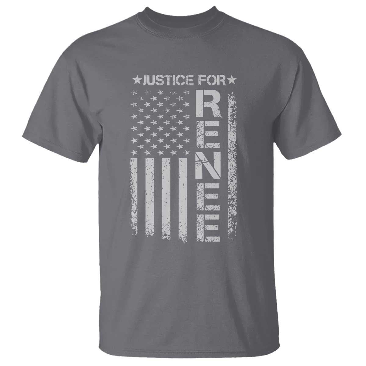 Justice for Renee American Flag T Shirt Minneapolis Jan 8 2026 Memorial Tribute TS02 Charcoal Print Your Wear
