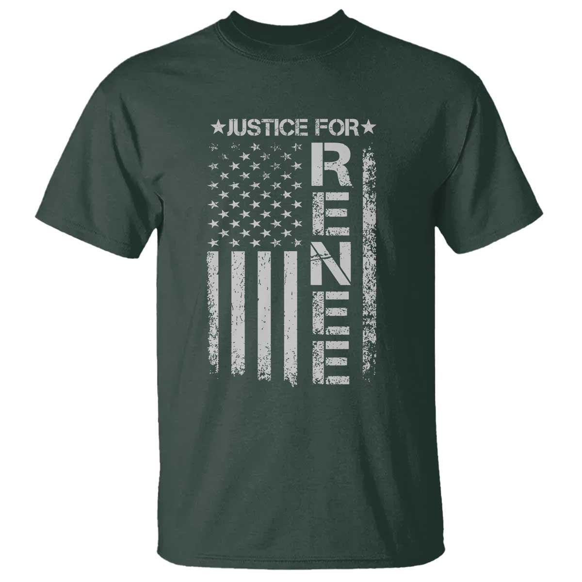 Justice for Renee American Flag T Shirt Minneapolis Jan 8 2026 Memorial Tribute TS02 Dark Forest Green Print Your Wear