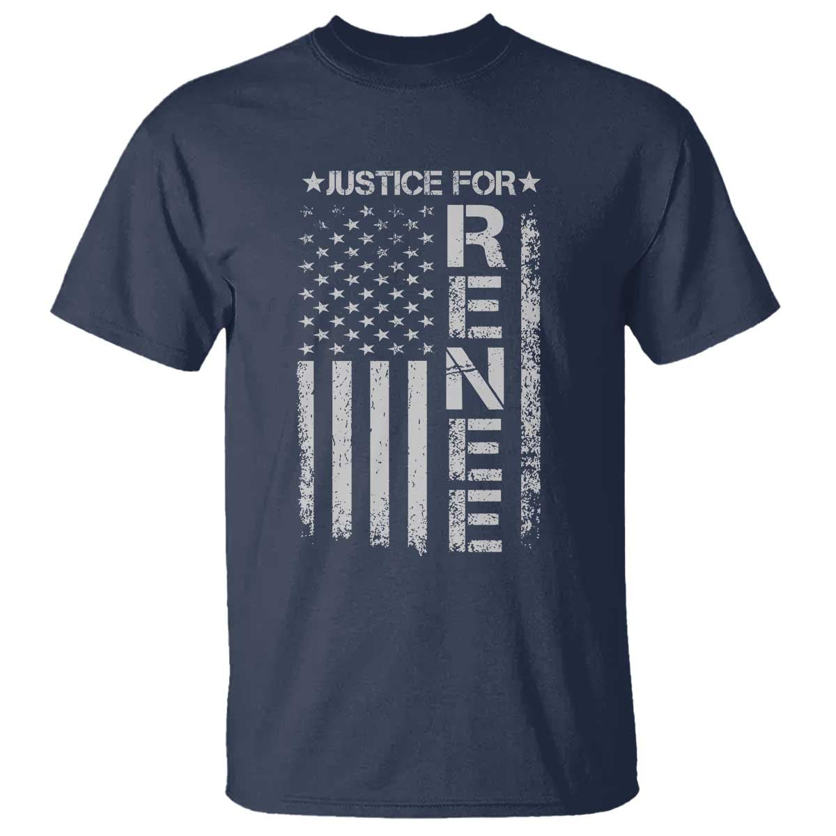 Justice for Renee American Flag T Shirt Minneapolis Jan 8 2026 Memorial Tribute TS02 Navy Print Your Wear