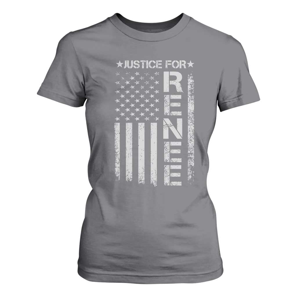 Justice for Renee American Flag T Shirt For Women Minneapolis Jan 8 2026 Memorial Tribute TS02 Charcoal Print Your Wear