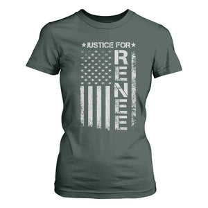 Justice for Renee American Flag T Shirt For Women Minneapolis Jan 8 2026 Memorial Tribute TS02 Dark Forest Green Print Your Wear
