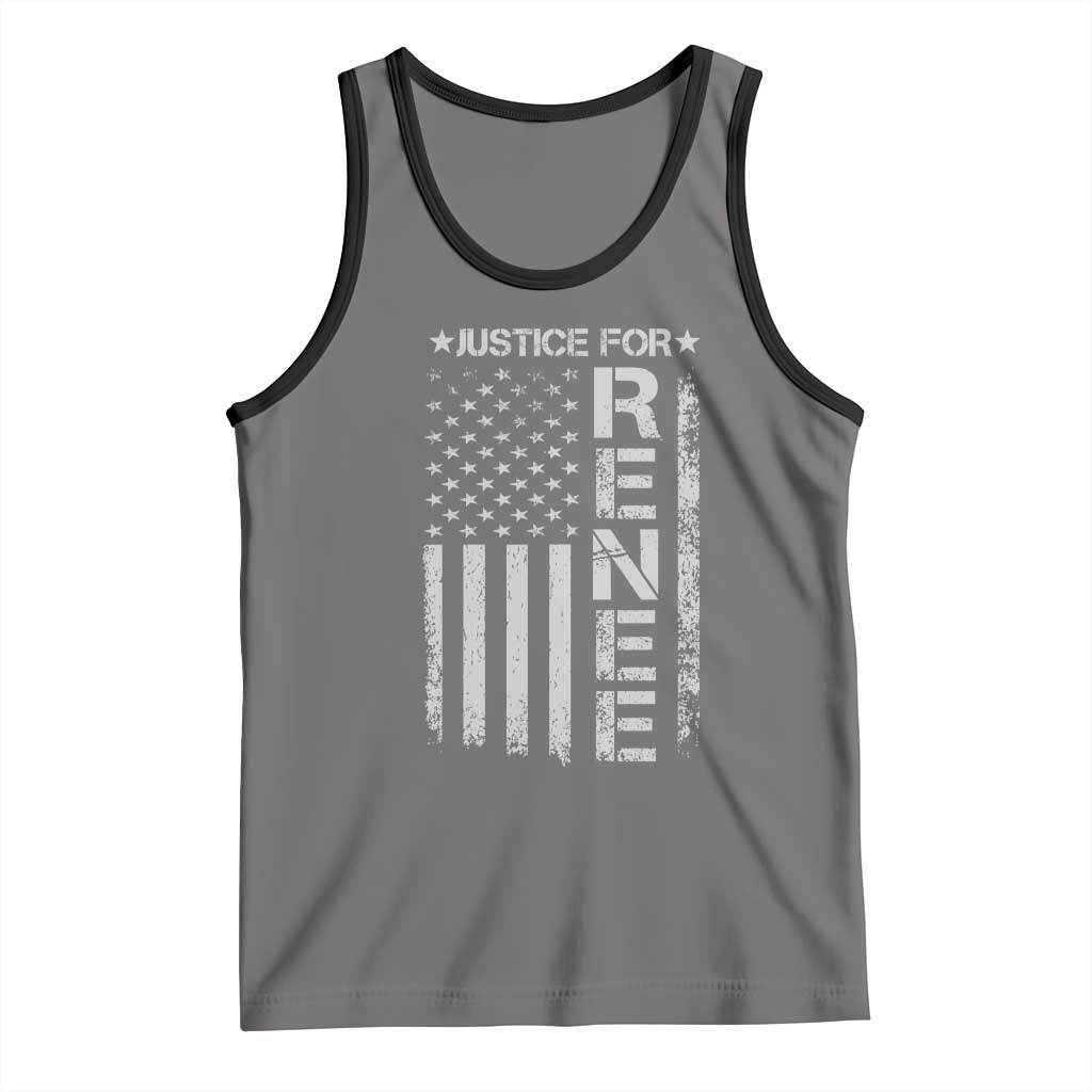 Justice for Renee American Flag Tank Top Minneapolis Jan 8 2026 Memorial Tribute TS02 Deep Heather Black Print Your Wear