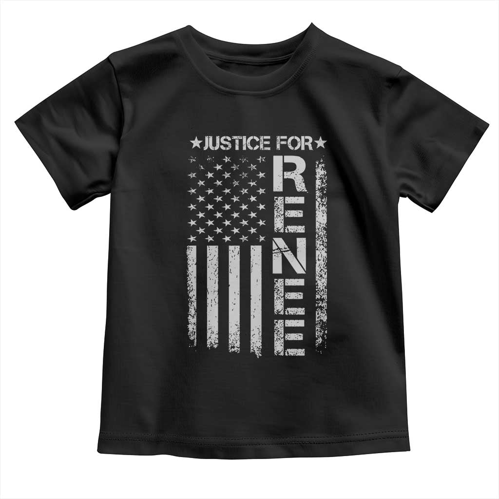 Justice for Renee American Flag Toddler T Shirt Minneapolis Jan 8 2026 Memorial Tribute - Print Your Wear