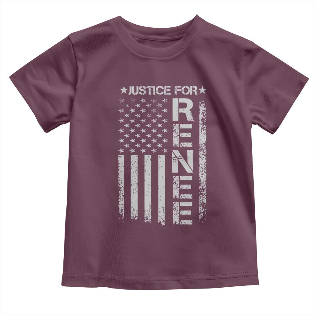 Justice for Renee American Flag Toddler T Shirt Minneapolis Jan 8 2026 Memorial Tribute TS02 Maroon Print Your Wear