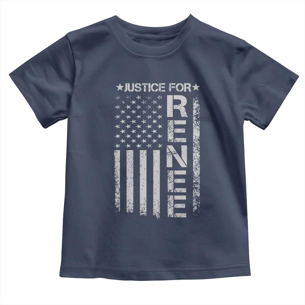 Justice for Renee American Flag Toddler T Shirt Minneapolis Jan 8 2026 Memorial Tribute TS02 Navy Print Your Wear