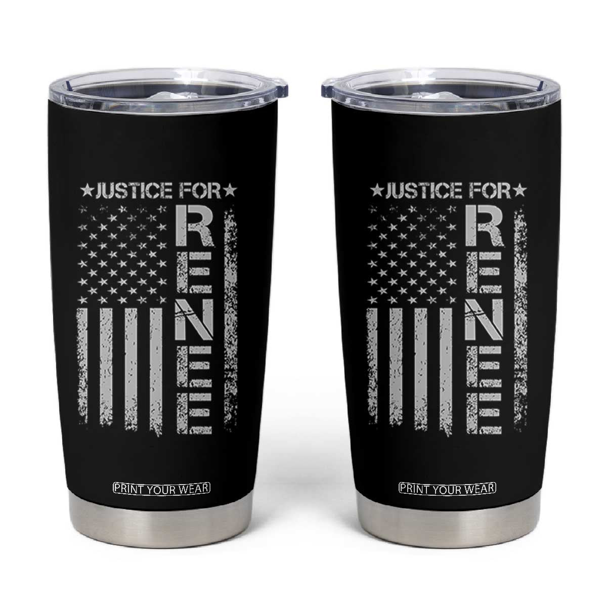 Justice for Renee American Flag Tumbler Cup Minneapolis Jan 8 2026 Memorial Tribute TS02 Black Print Your Wear