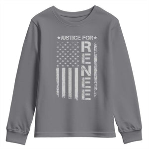 Justice for Renee American Flag Youth Sweatshirt Minneapolis Jan 8 2026 Memorial Tribute TS02 Charcoal Print Your Wear