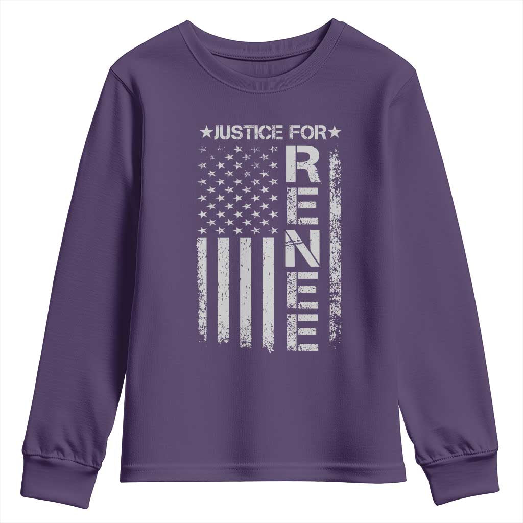 Justice for Renee American Flag Youth Sweatshirt Minneapolis Jan 8 2026 Memorial Tribute TS02 Purple Print Your Wear