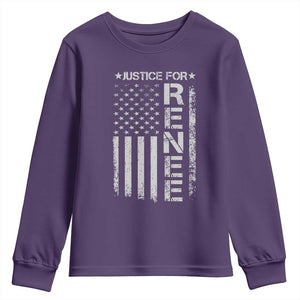 Justice for Renee American Flag Youth Sweatshirt Minneapolis Jan 8 2026 Memorial Tribute TS02 Purple Print Your Wear