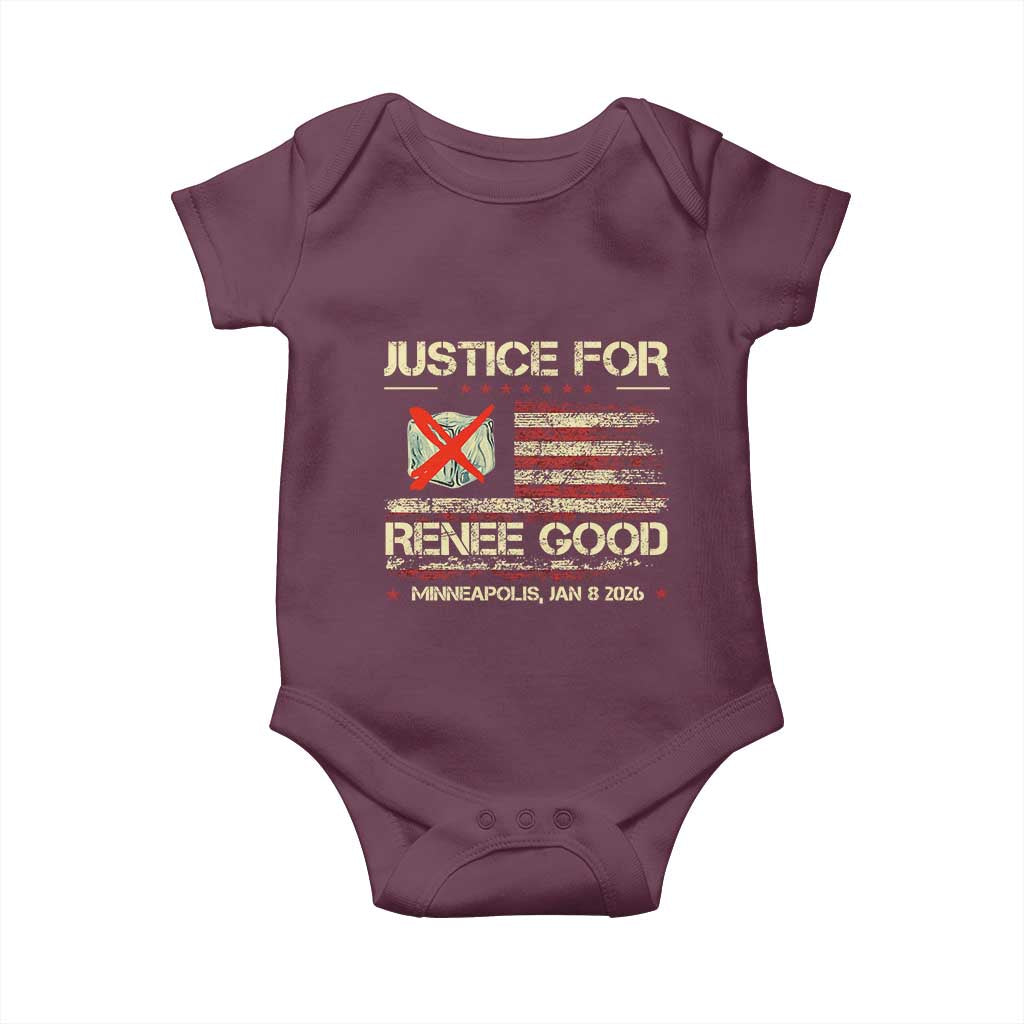 Justice for Renee Good Baby Onesie Minneapolis Jan 8 2026 American Flag Stop Ice TS02 Maroon Print Your Wear