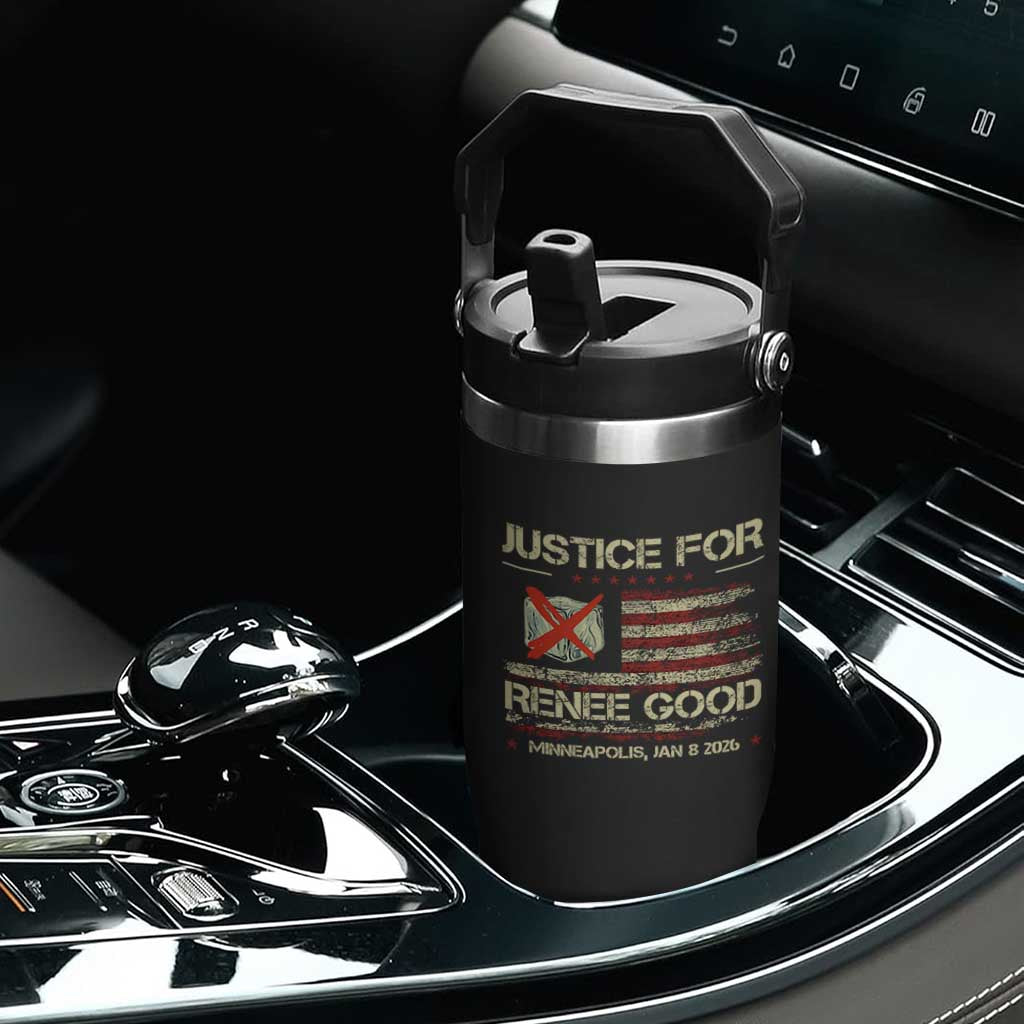 Justice for Renee Good Flip Straw Tumbler Minneapolis Jan 8 2026 American Flag Stop Ice TS02 Print Your Wear