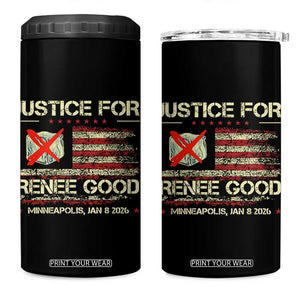 Justice for Renee Good 4 in 1 Can Cooler Tumbler Minneapolis Jan 8 2026 American Flag Stop Ice TS02 One Size: 16 oz Black Print Your Wear