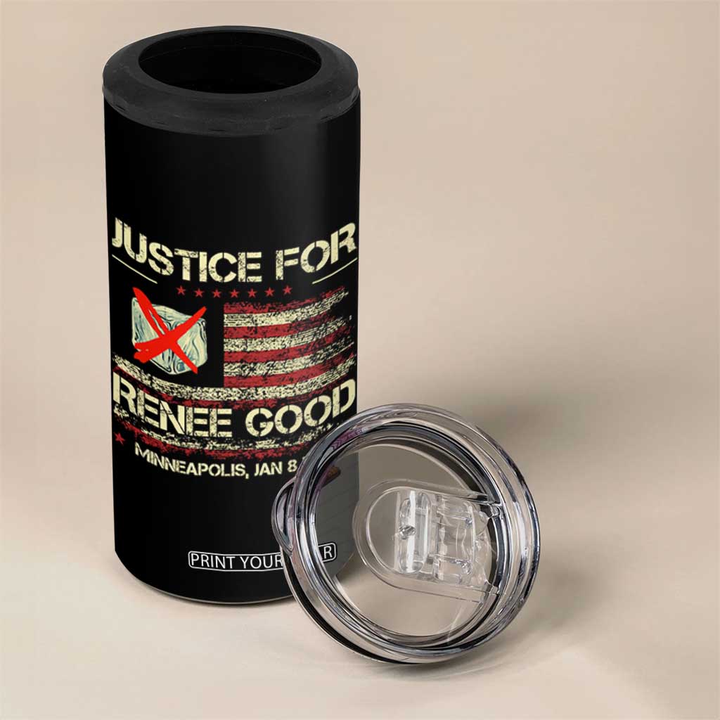 Justice for Renee Good 4 in 1 Can Cooler Tumbler Minneapolis Jan 8 2026 American Flag Stop Ice TS02 Print Your Wear