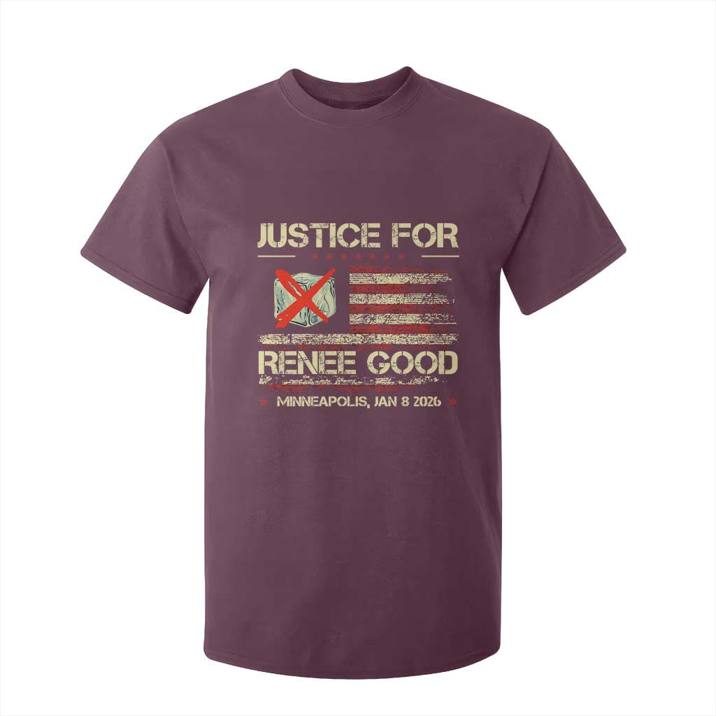 Justice for Renee Good T Shirt For Kid Minneapolis Jan 8 2026 American Flag Stop Ice TS02 Maroon Print Your Wear