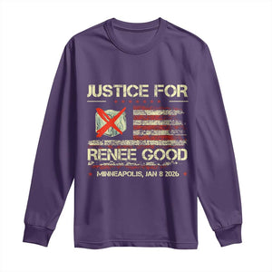 Justice for Renee Good Long Sleeve Shirt Minneapolis Jan 8 2026 American Flag Stop Ice TS02 Purple Print Your Wear