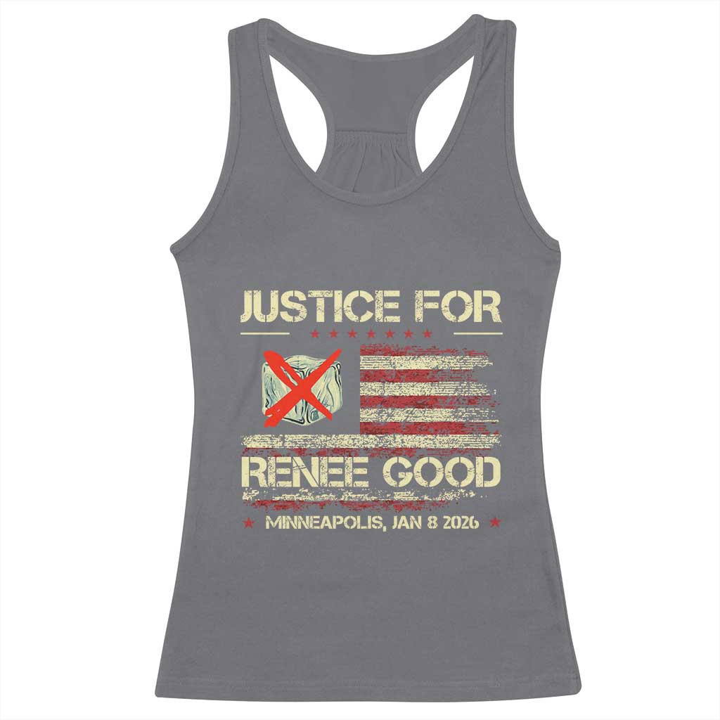 Justice for Renee Good Racerback Tank Top Minneapolis Jan 8 2026 American Flag Stop Ice TS02 Charcoal Print Your Wear