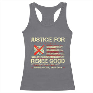 Justice for Renee Good Racerback Tank Top Minneapolis Jan 8 2026 American Flag Stop Ice TS02 Charcoal Print Your Wear