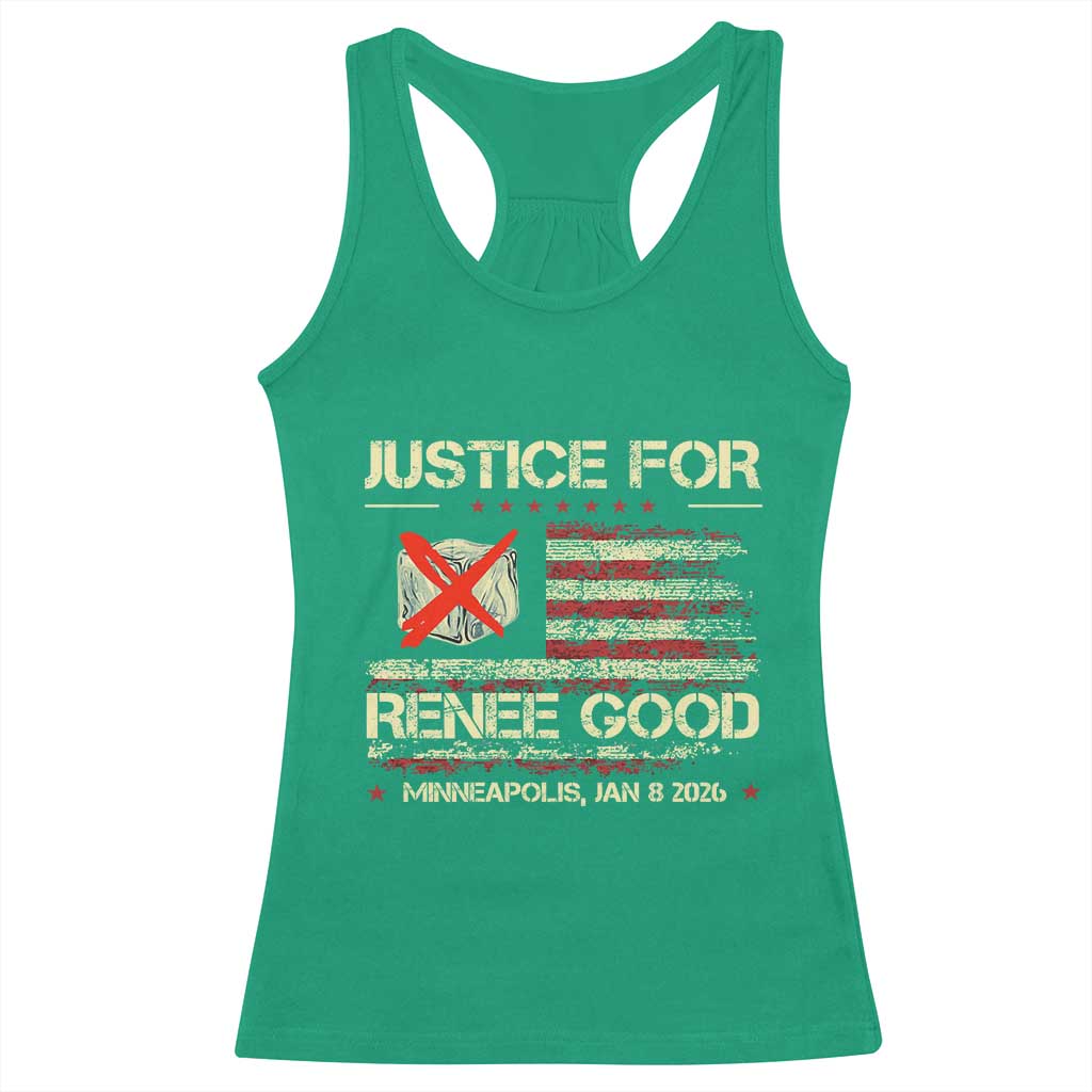 Justice for Renee Good Racerback Tank Top Minneapolis Jan 8 2026 American Flag Stop Ice TS02 Irish Green Print Your Wear
