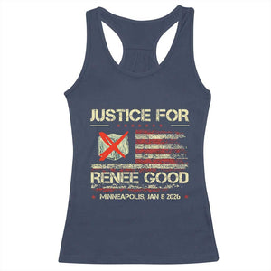 Justice for Renee Good Racerback Tank Top Minneapolis Jan 8 2026 American Flag Stop Ice TS02 Navy Print Your Wear