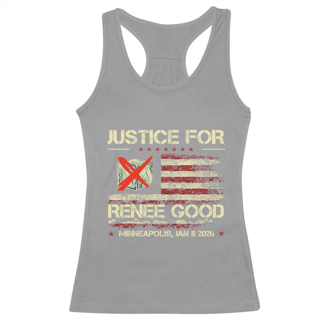 Justice for Renee Good Racerback Tank Top Minneapolis Jan 8 2026 American Flag Stop Ice TS02 Sport Gray Print Your Wear