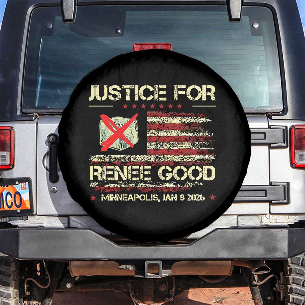 Justice for Renee Good Spare Tire Cover Minneapolis Jan 8 2026 American Flag Stop Ice TS02 No hole Black Print Your Wear