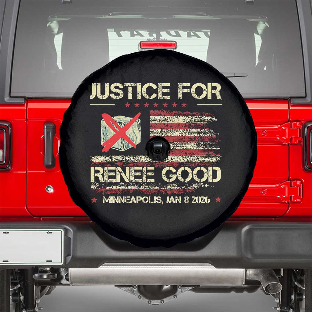 Justice for Renee Good Spare Tire Cover Minneapolis Jan 8 2026 American Flag Stop Ice TS02 Black Print Your Wear