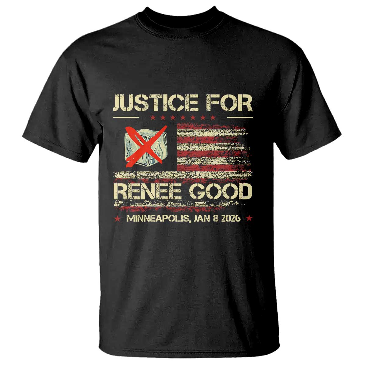 Justice for Renee Good T Shirt Minneapolis Jan 8 2026 American Flag Stop Ice - Print Your Wear