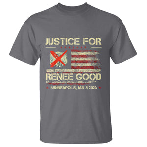 Justice for Renee Good T Shirt Minneapolis Jan 8 2026 American Flag Stop Ice TS02 Charcoal Print Your Wear