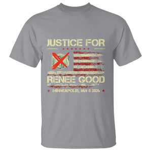 Justice for Renee Good T Shirt Minneapolis Jan 8 2026 American Flag Stop Ice TS02 Sport Gray Print Your Wear