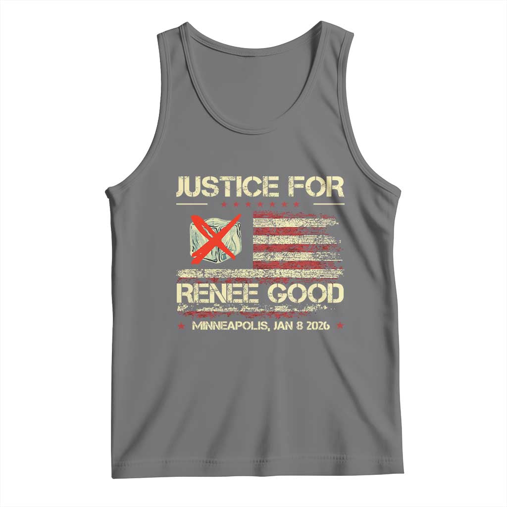 Justice for Renee Good Tank Top Minneapolis Jan 8 2026 American Flag Stop Ice TS02 Black Heather Print Your Wear