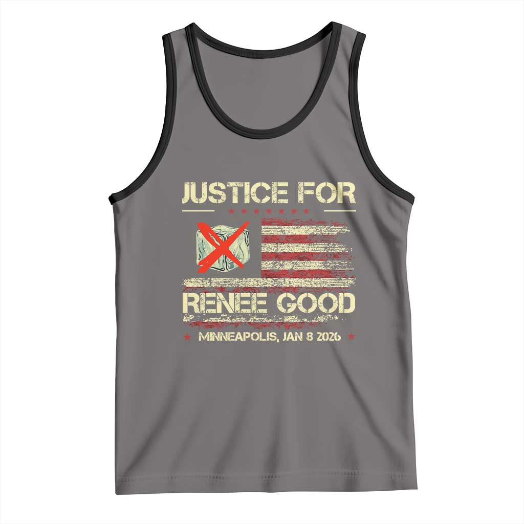 Justice for Renee Good Tank Top Minneapolis Jan 8 2026 American Flag Stop Ice TS02 Deep Heather Black Print Your Wear