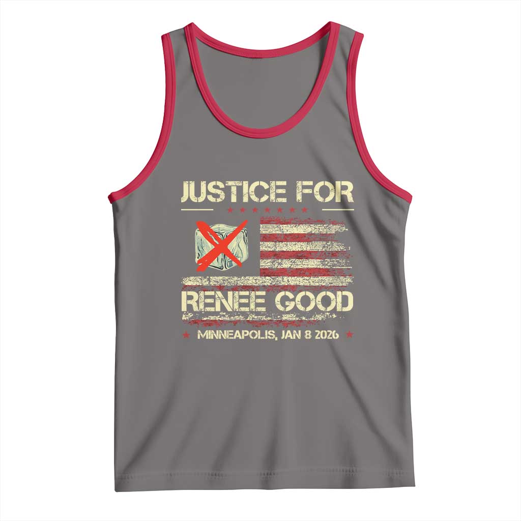 Justice for Renee Good Tank Top Minneapolis Jan 8 2026 American Flag Stop Ice TS02 Deep Heather Red Print Your Wear