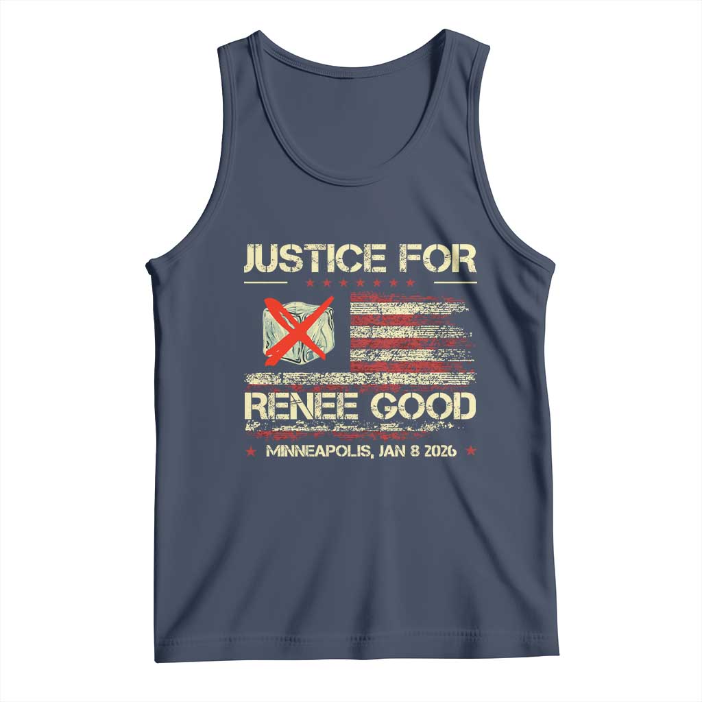 Justice for Renee Good Tank Top Minneapolis Jan 8 2026 American Flag Stop Ice TS02 Navy Print Your Wear