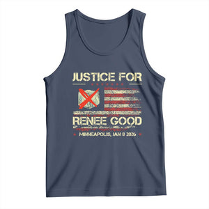 Justice for Renee Good Tank Top Minneapolis Jan 8 2026 American Flag Stop Ice TS02 Navy Print Your Wear