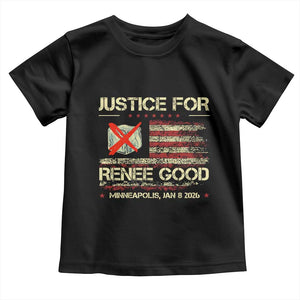 Justice for Renee Good Toddler T Shirt Minneapolis Jan 8 2026 American Flag Stop Ice TS02 Black Print Your Wear