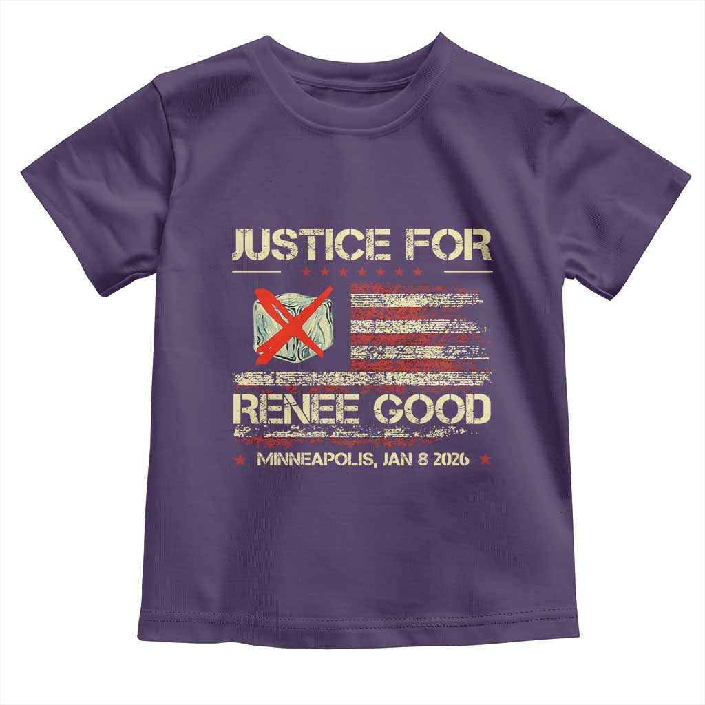 Justice for Renee Good Toddler T Shirt Minneapolis Jan 8 2026 American Flag Stop Ice TS02 Purple Print Your Wear