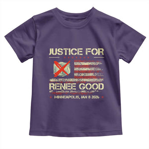 Justice for Renee Good Toddler T Shirt Minneapolis Jan 8 2026 American Flag Stop Ice TS02 Purple Print Your Wear