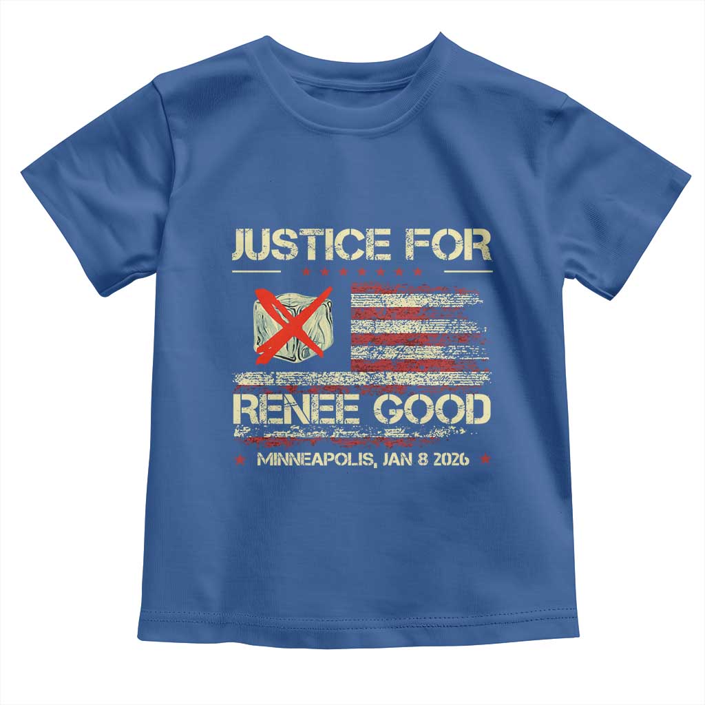 Justice for Renee Good Toddler T Shirt Minneapolis Jan 8 2026 American Flag Stop Ice TS02 Royal Blue Print Your Wear