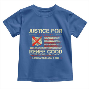 Justice for Renee Good Toddler T Shirt Minneapolis Jan 8 2026 American Flag Stop Ice TS02 Royal Blue Print Your Wear