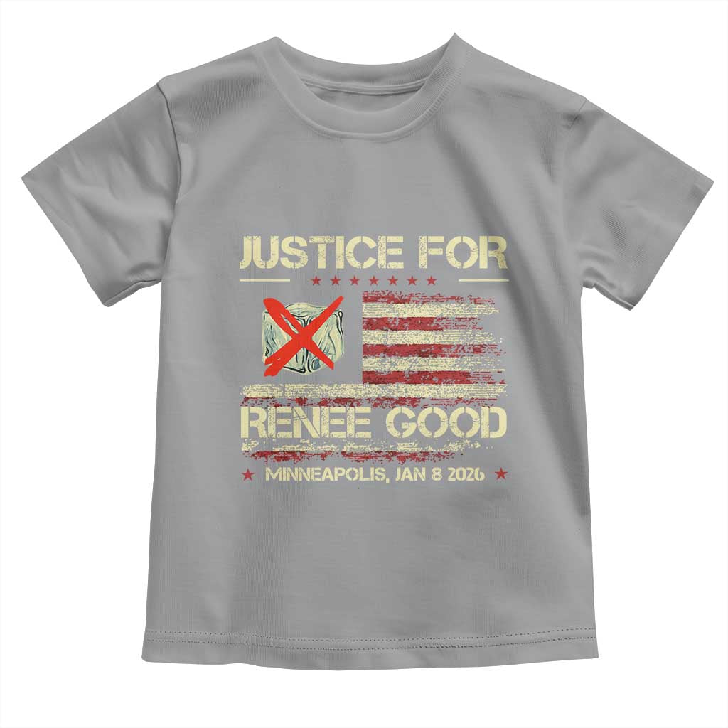 Justice for Renee Good Toddler T Shirt Minneapolis Jan 8 2026 American Flag Stop Ice TS02 Sport Gray Print Your Wear