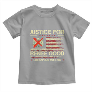 Justice for Renee Good Toddler T Shirt Minneapolis Jan 8 2026 American Flag Stop Ice TS02 Sport Gray Print Your Wear