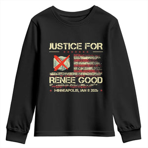 Justice for Renee Good Youth Sweatshirt Minneapolis Jan 8 2026 American Flag Stop Ice TS02 Black Print Your Wear