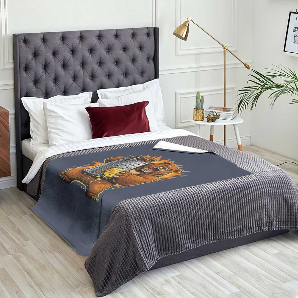 Angry Bear Grating Cheese Grater Hater Fierce Graphic Throw Blanket TS02 Print Your Wear